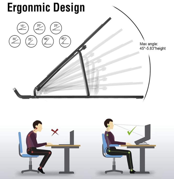 7 Kademeli Ayarlı Katlanabilir Laptop Tablet Standı Siyah (606)