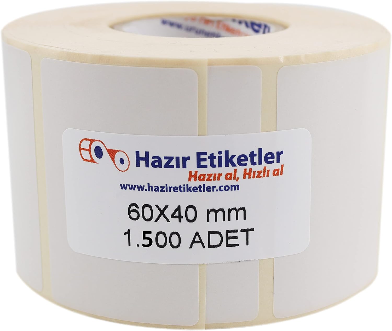 Lamine Termal Etiket 60mm x 40mm Ruloda 1500 Adet 40mm Kuka Çapında Direk Termal Transfer Etiketi