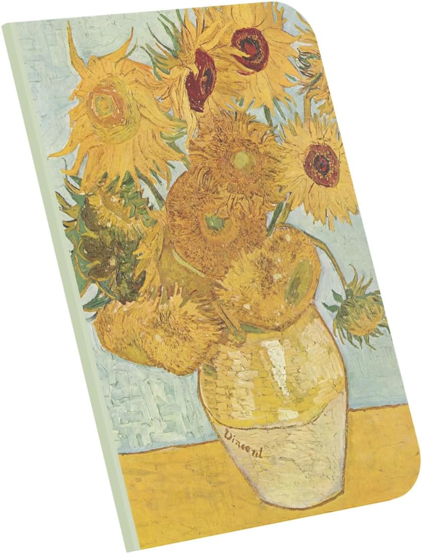 Vase with Twelve Sunflowers,  1888, A4 Defter IV, Çizgisiz, Toplam 64 Sayfa, Tel Dikiş, Esnek Kapak, Oval Kenar, Tuval Doku, 60 gram, Sarı Krem Renk, 21x29,7x0,5cm