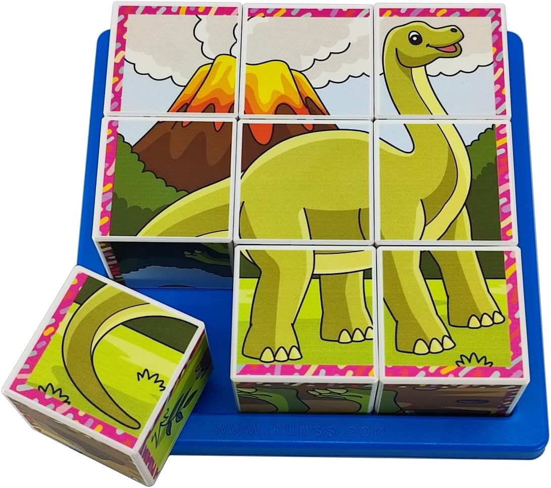 Dinozorlar 3D Puzzle Seri 1 - (9 Küp 6 Dinazor Yapboz)