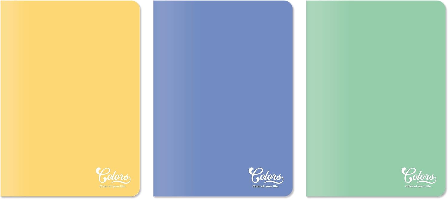 Colors A4 60 Yaprak Çizgili Defter 3'lü Paket, Mor,Yeşil, Sarı