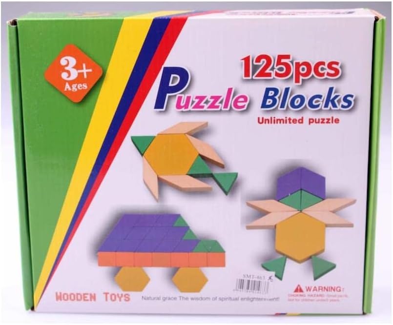 Wooden  125 Parça Ahşap Eğitici Tangram Puzzle Blok Seti