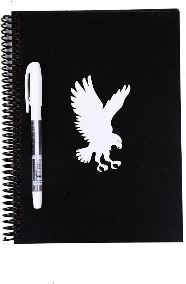 KARTAL DESENLİ SİYAH DEFTER AHŞAP KAPAKLI