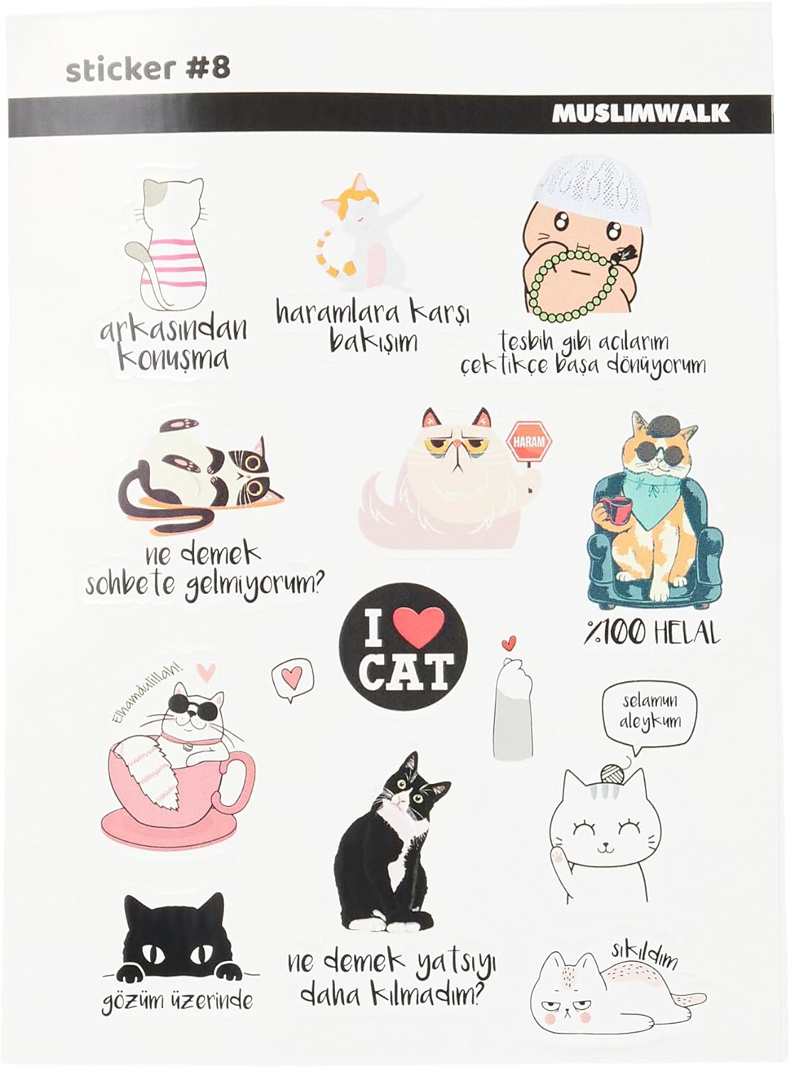 I Love Cat Sticker Seti #8 97860570147082