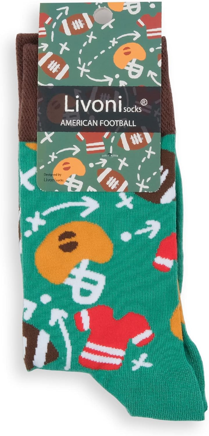 Unisex Cotton Regular Socks with  and Fun Designs, Size: 35-38, Model Name: American Football - Regular Socks