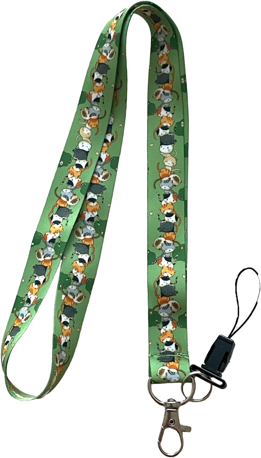 Yeşil Kediler Boyun ipi ve Telefon Askısı Lanyard