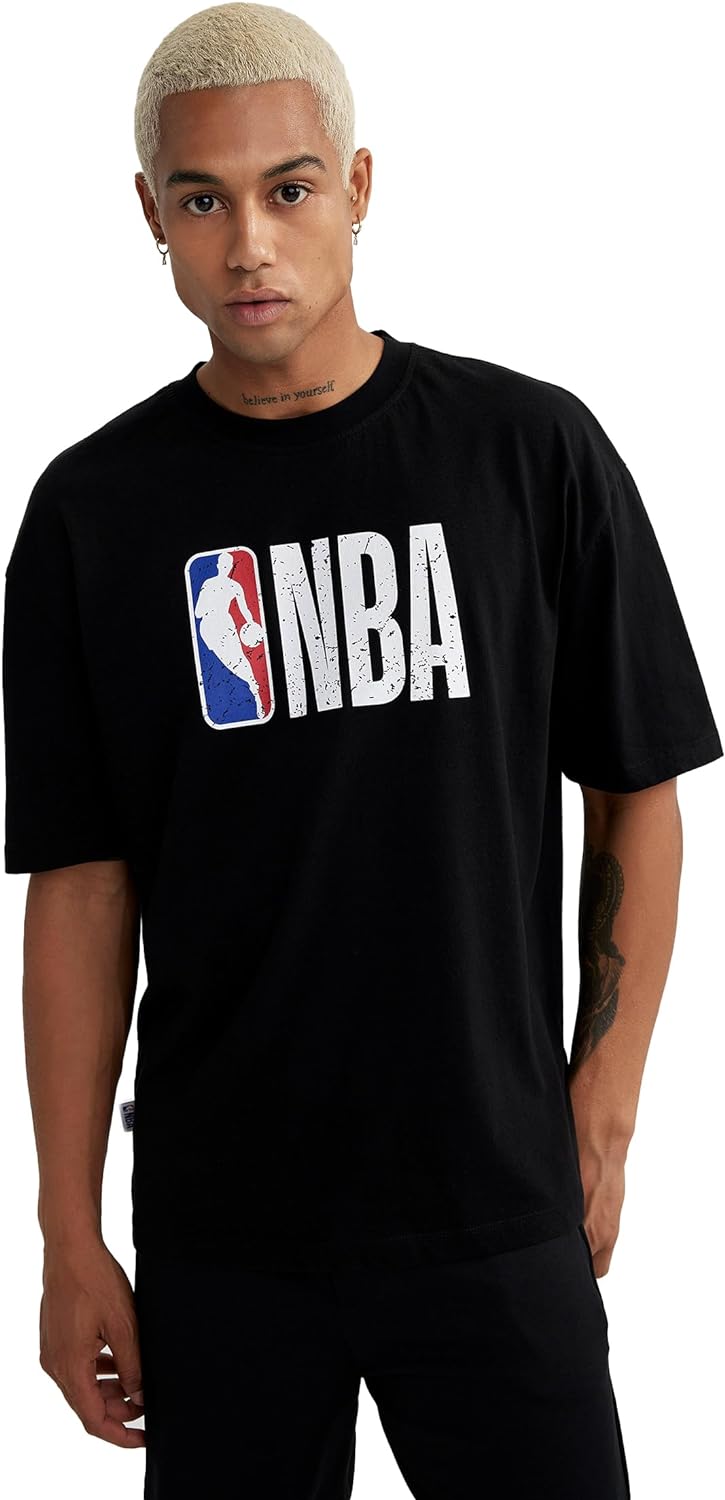 Erkek Fit NBA Wordmark Regular Fit Bisiklet Yaka Tişört