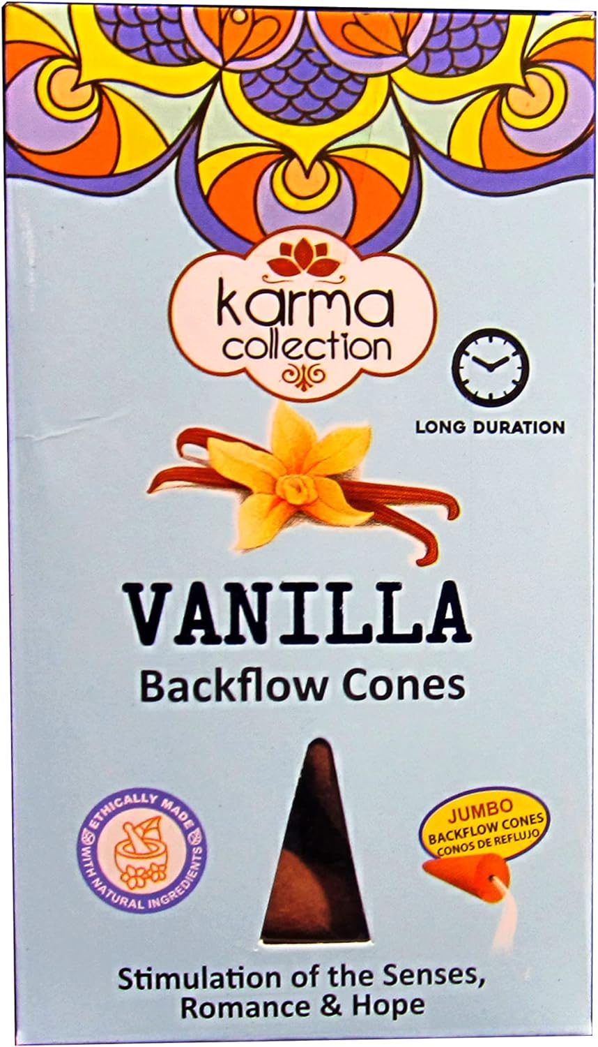 Hari Darshan HD Vanilya Aromalı Karma Collection Long Time Uzun Süreli Geri Akış  Boy Backflow Cones Konik Tütsü Paket 10 Adet