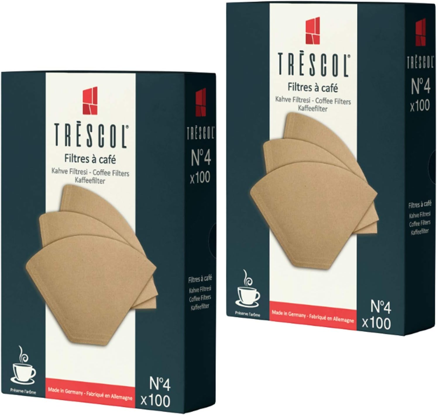 Tréscol Kahve Filtresi 4 Numara (Büyük Boy) Naturel Kağıt 2X100 200'lü Paket