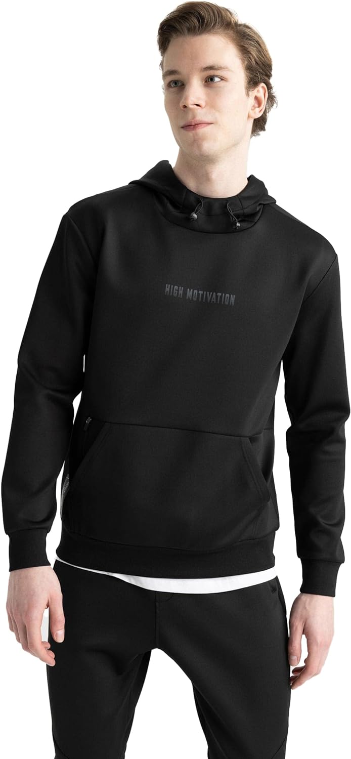 Erkek  Fit Standart Fit Kapüşonlu Sporcu Sweatshirt