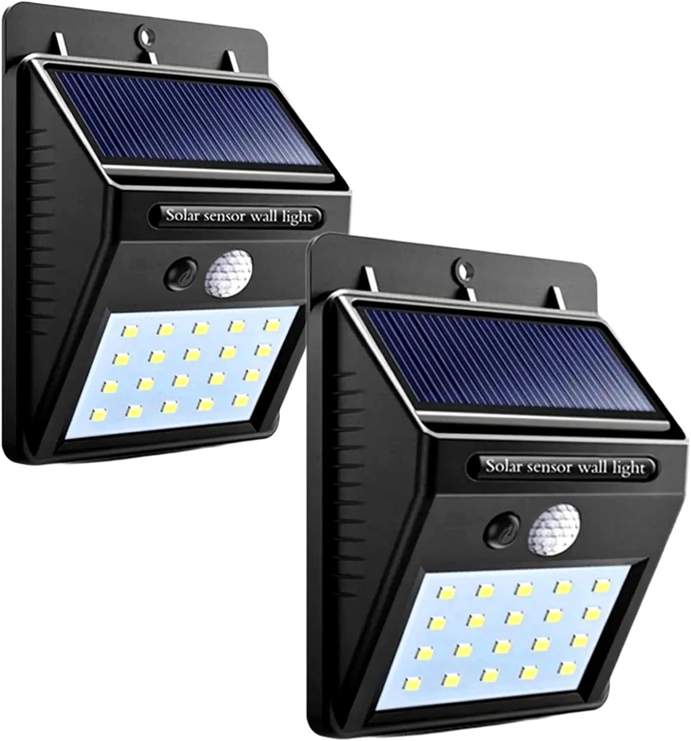 2 Adet Dış mekan için güneş enerjili lamba, 20 BEYAZ LED solar lamba, dış mekan, hareket sensörlü güvenlik duvar lambası, IP65 su geçirmez, bahçe, garaj, karavan