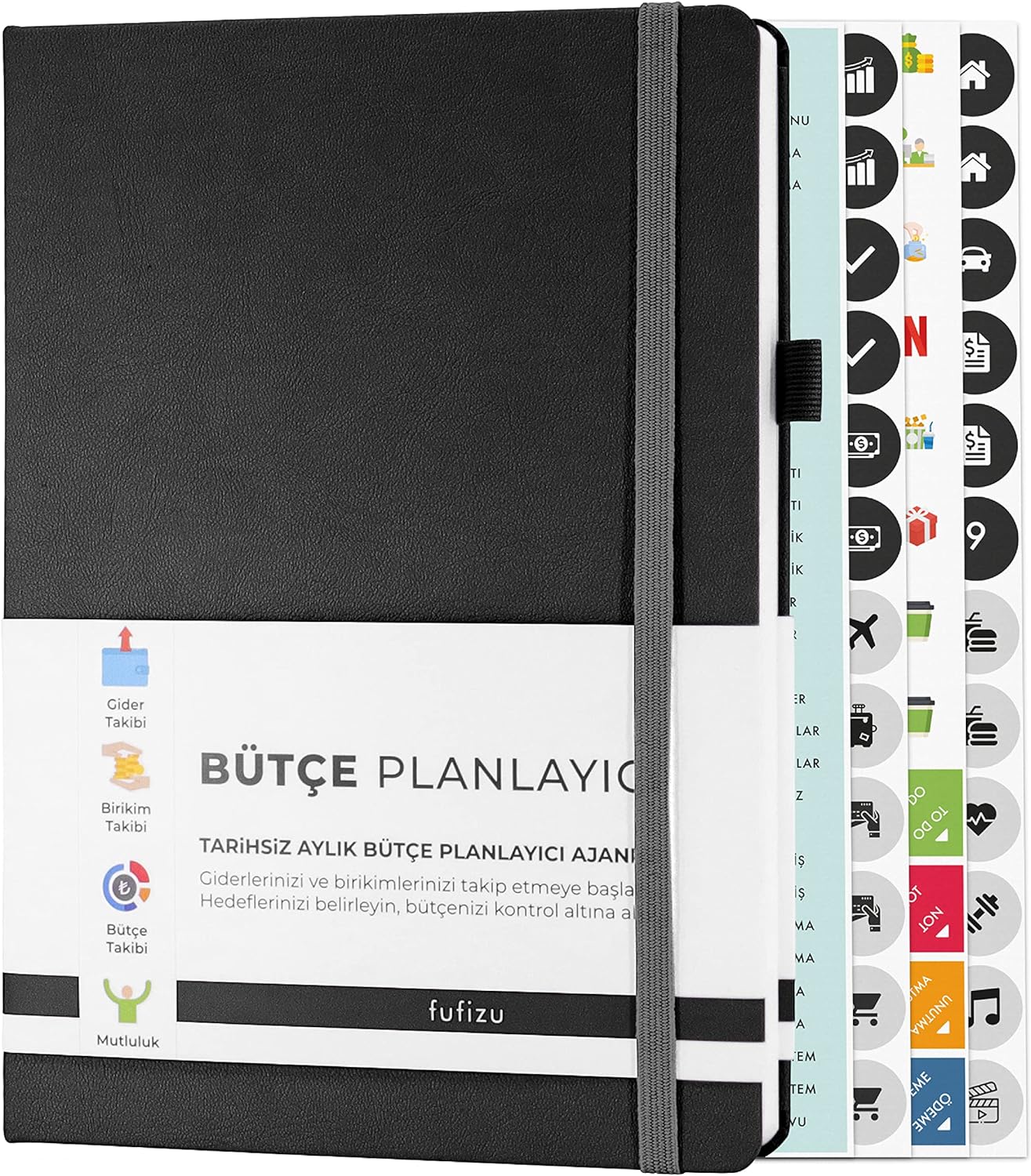 Bütçe Planlayıcı - Aylık Harcama ve Gider Takip Defteri - Tarihsiz 1 Yıllık A5 Budget Planner, Siyah