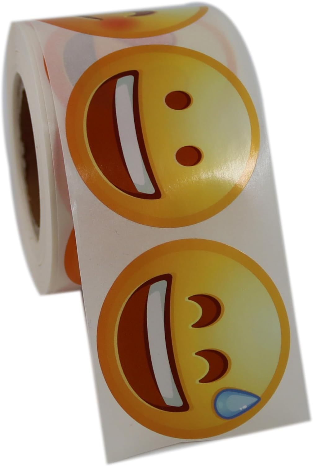 Hazır Etiketler Emoji Etiketi 9 Farklı Emoji Surat 50mm Çap Ruloda 500 Adet Kendinden Yapışkanlı Rulo Etiket, PP Opak, Gülen Surat Stickerları