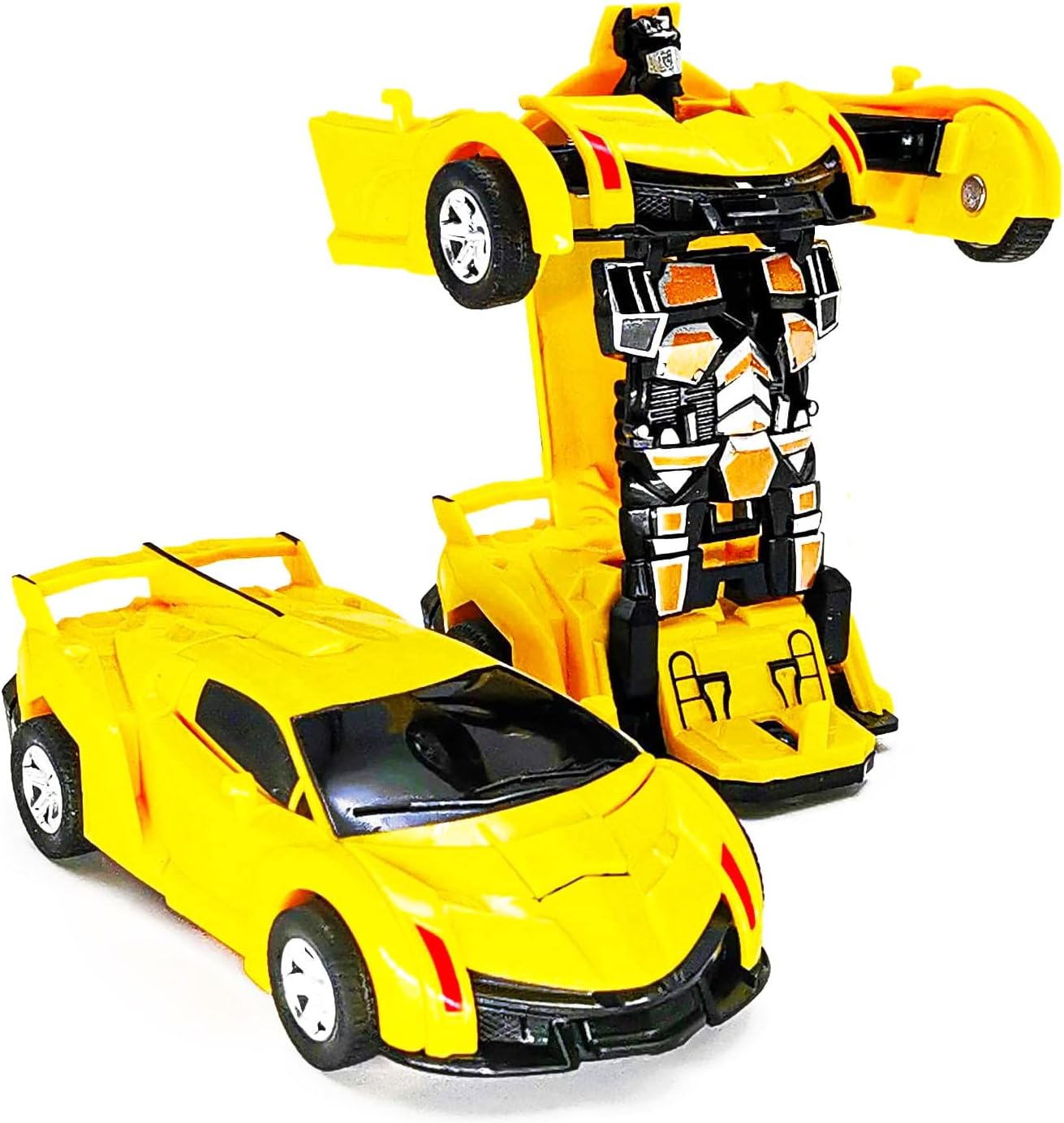 FQDVM Transforming Toy Cars - Robot Araba Oyuncak 2'si 1 Arada Deformasyon Arabası - Atalet Oyuncak Araba Hediyesi 3 Yaş Kız Erkek Kızlar için (Sarı)