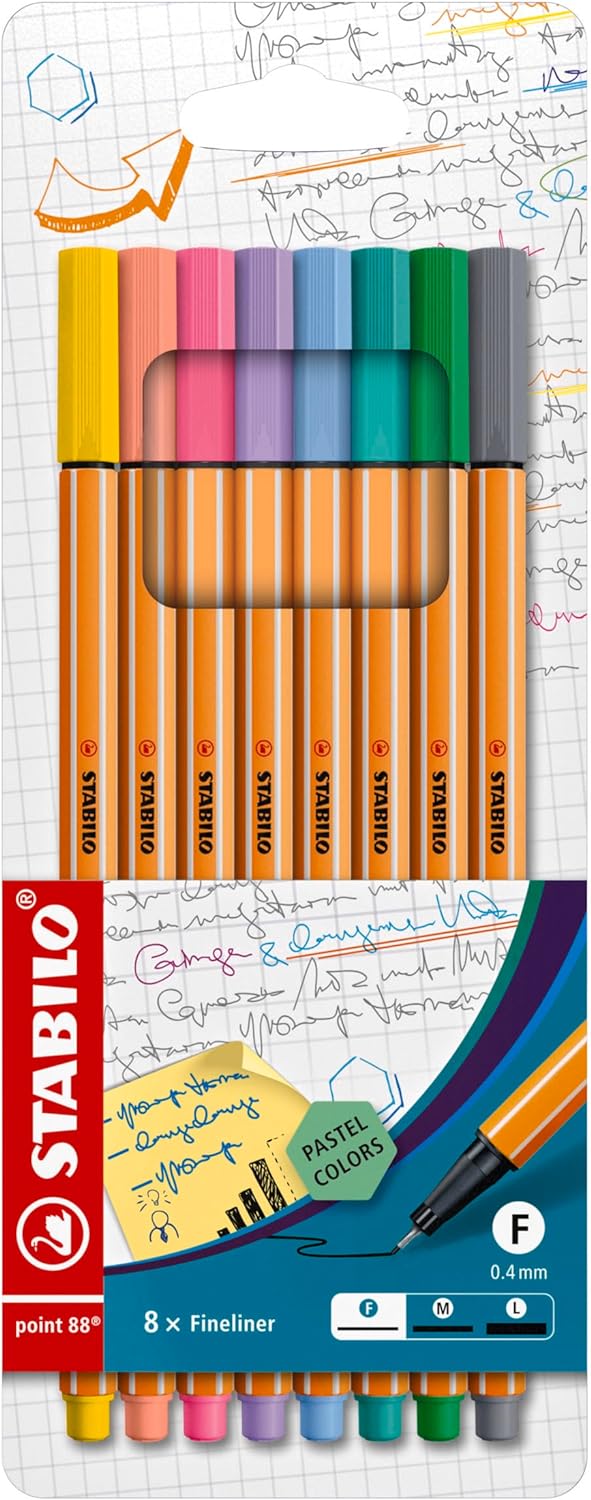 point 88 - İnce Keçe Uçlu Kalem - 8'li Paket - Çeşitli  Tonları