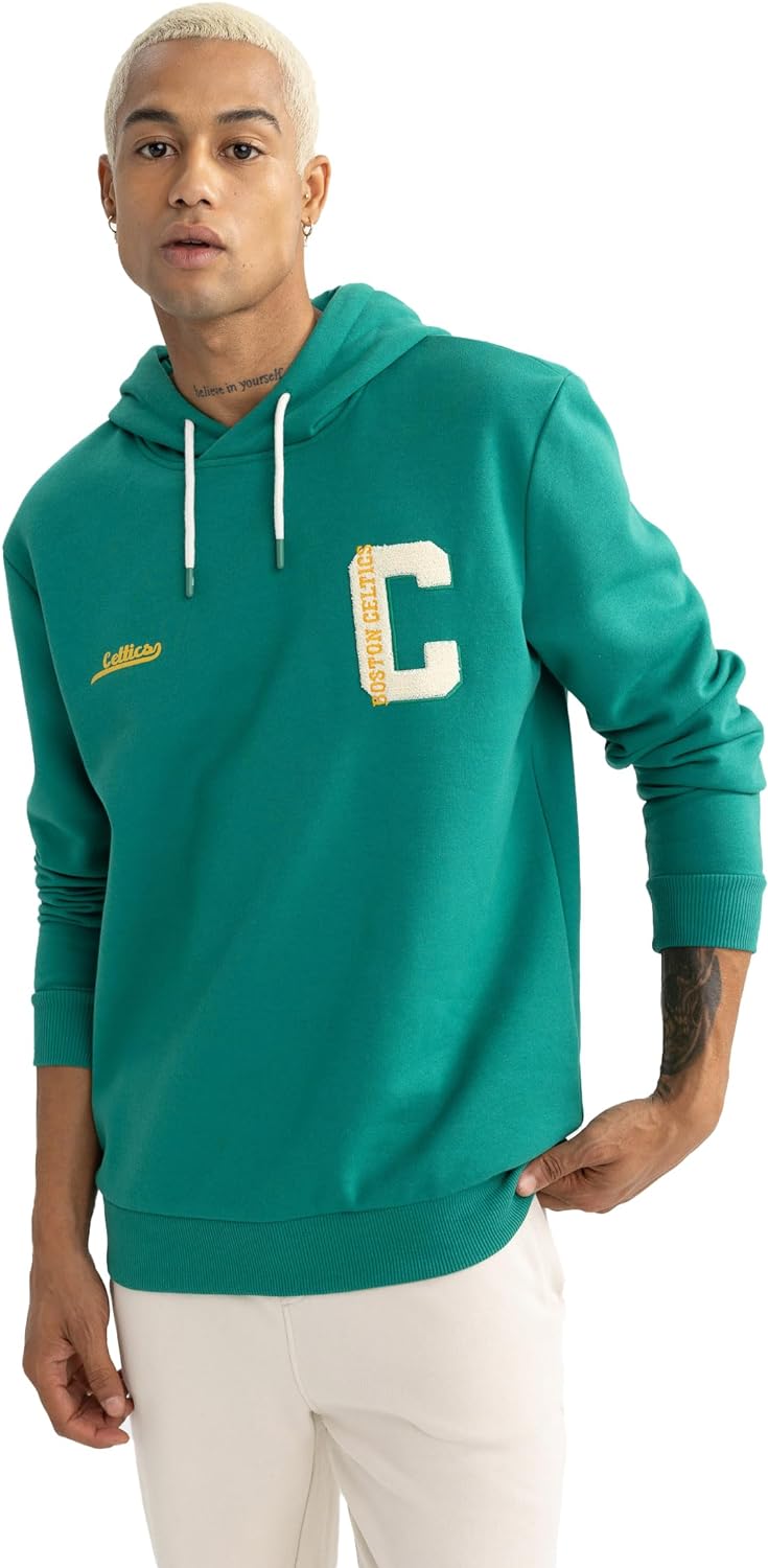 Erkek Fit NBA Boston Celtics Standart Fit Kapüşonlu Sweatshirt