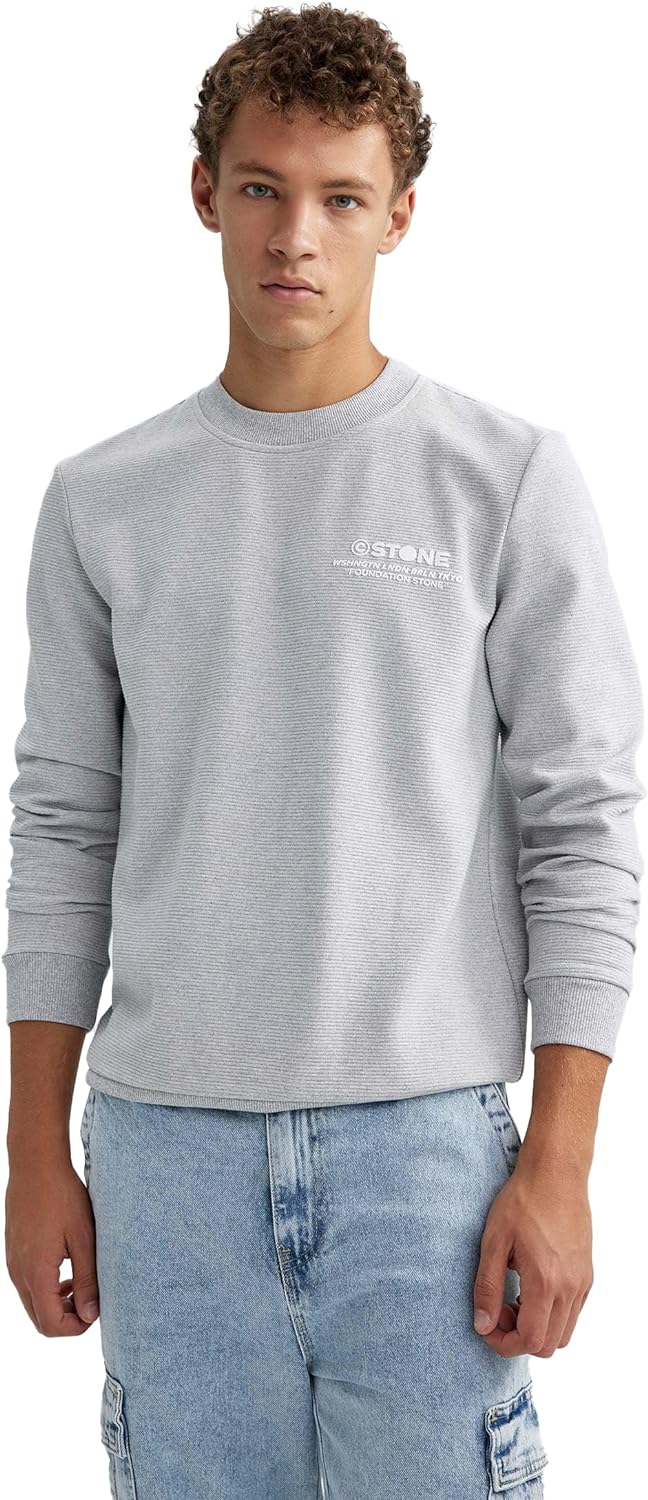 Erkek Slim Fit Bisiklet Yaka Sweatshirt