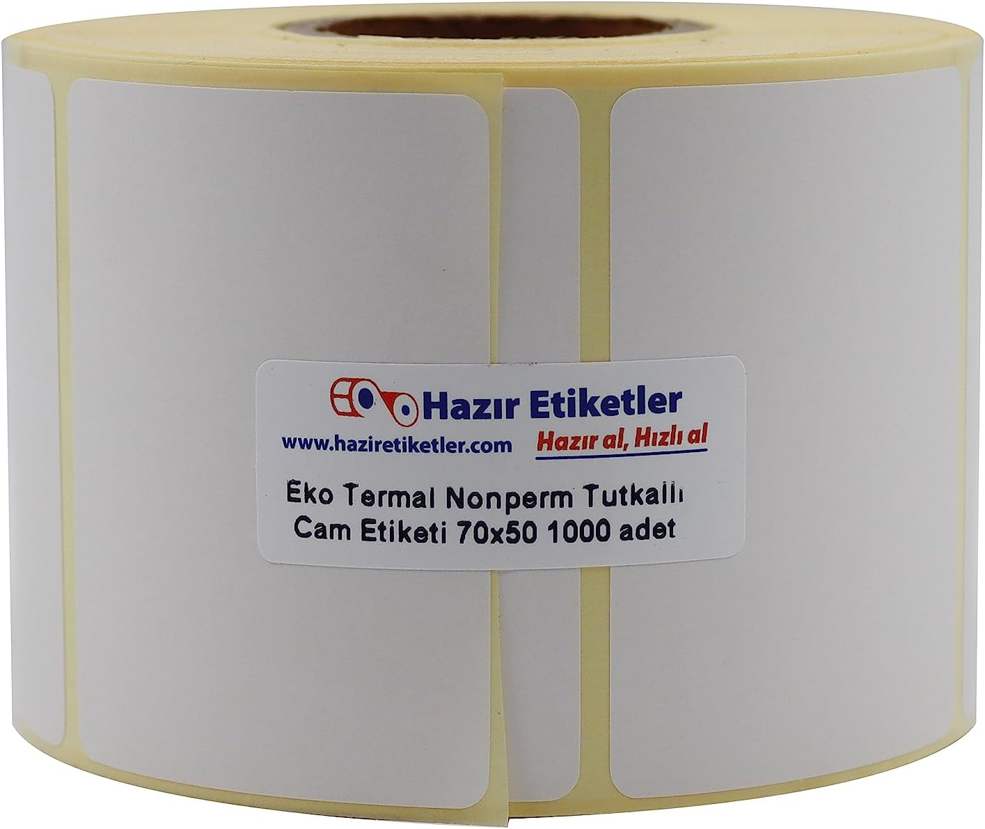 Eko Termal Nonperm Etiket 70mm x 50mm Ruloda 1000 Adet 40mm Kuka Çapında Cam Yüzeylere İz Bırakmayan Etiket