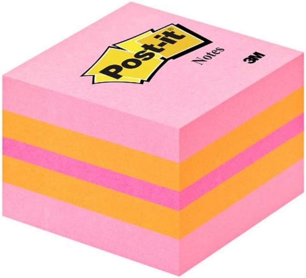 2051-P Yapışkan Not Küpü Mini 51x51 mm, 400 Yaprak Pembe/Turuncu/Neon Pembe