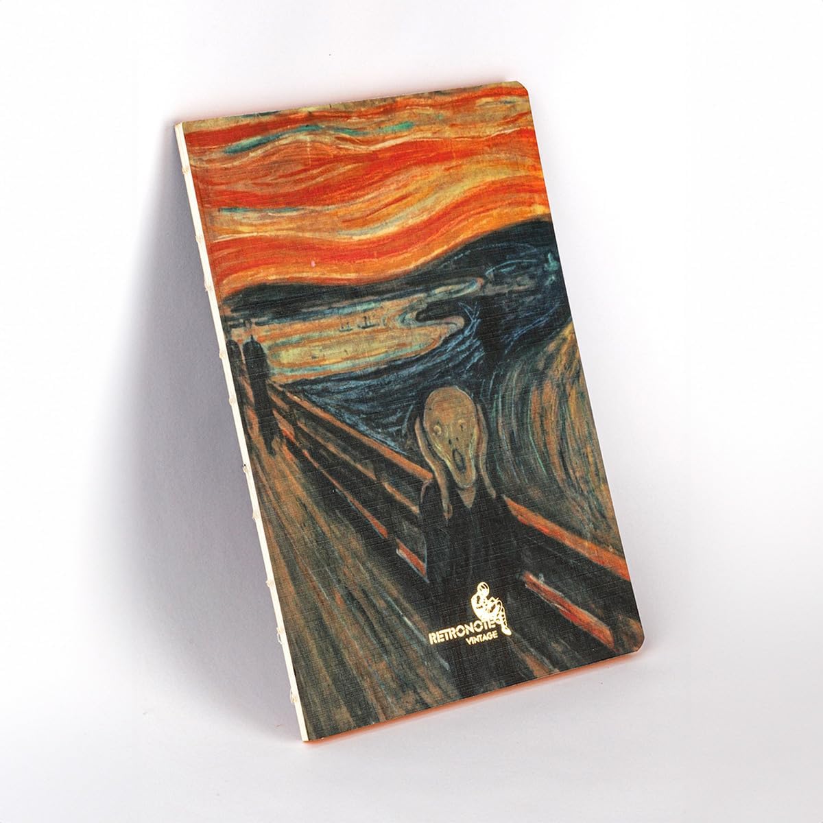 The Scream, Edward Munch 1893,  Defter IX, Çizgisiz, 96 Sayfa, İplik Dikiş, Esnek Kapak, Yaldızlı Oval Kenar, Tuval Doku, 90 gram, Fildişi Renk, 14,8x21x1cm