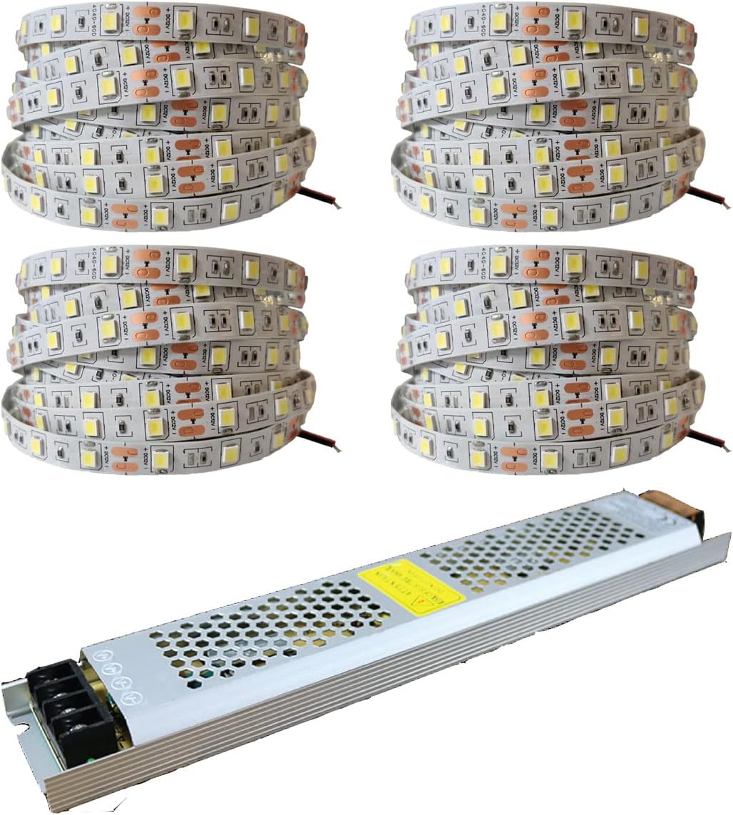 4040 Yeni Nesil 20 Metre Şerit LED + 12v 25 Amper 300 Watt LED Trafo Oturma Odası, Yatak Odası ve Mutfak için Gizli Aydınlatma (Beyaz)