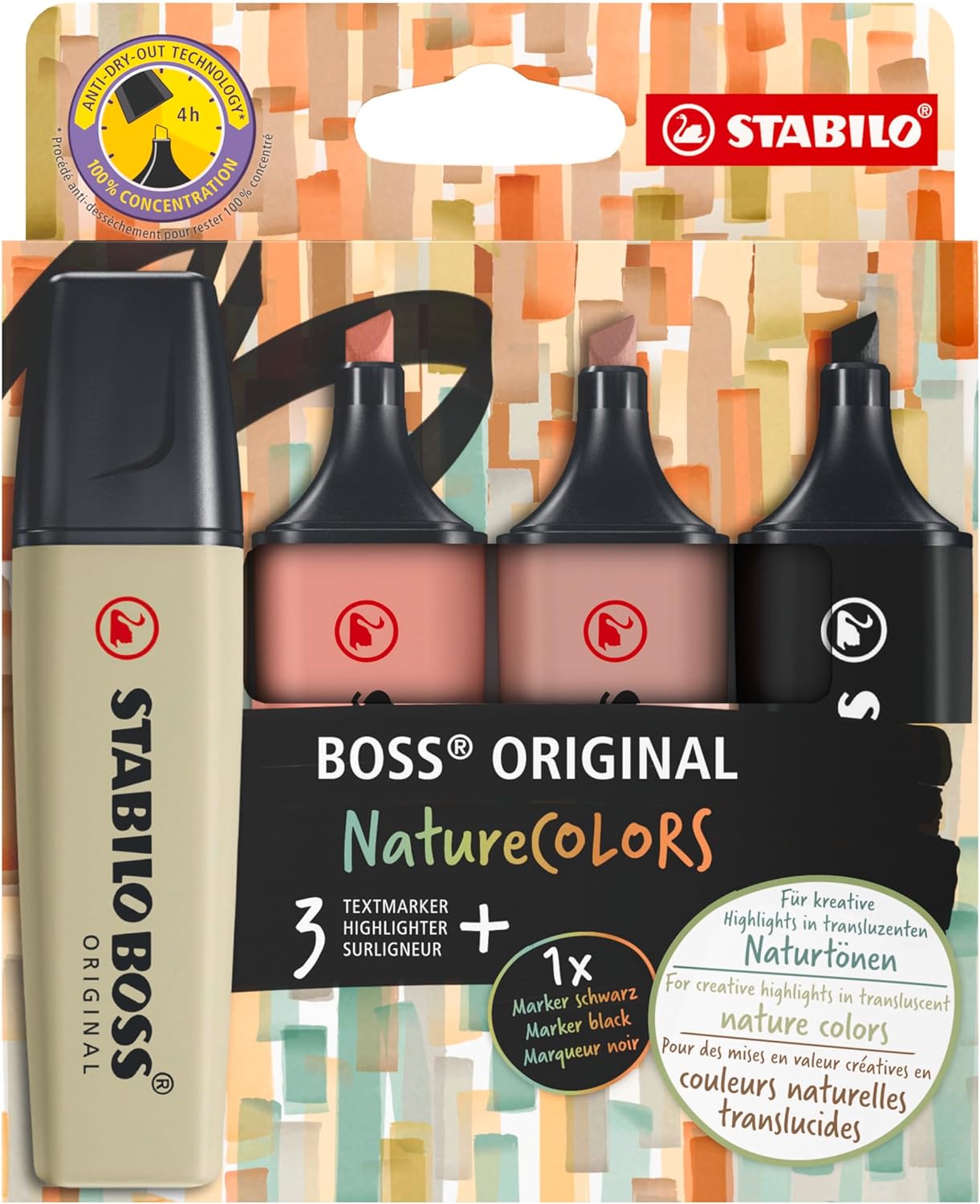 ORIGINAL NatureCOLORS - Fosforlu Kalem - 4'lü Paket - Çeşitli Renkler