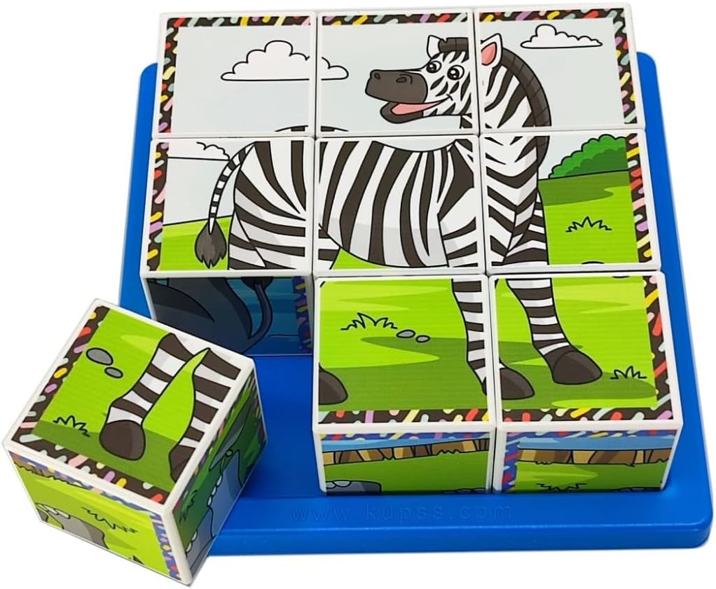 Safari Hayvanları 3D Puzzle - 9 Küp 6 Yapboz