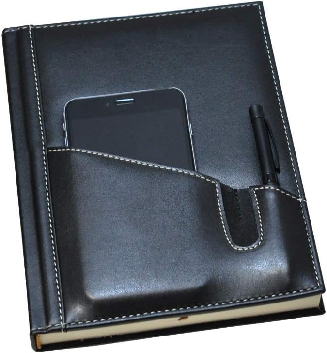 2K 5461 Ajanda/Defter Tarihsiz 17 x 24 Çizgili 160 Yaprak Ivory Kağıt Telefon Kılıflı, Siyah