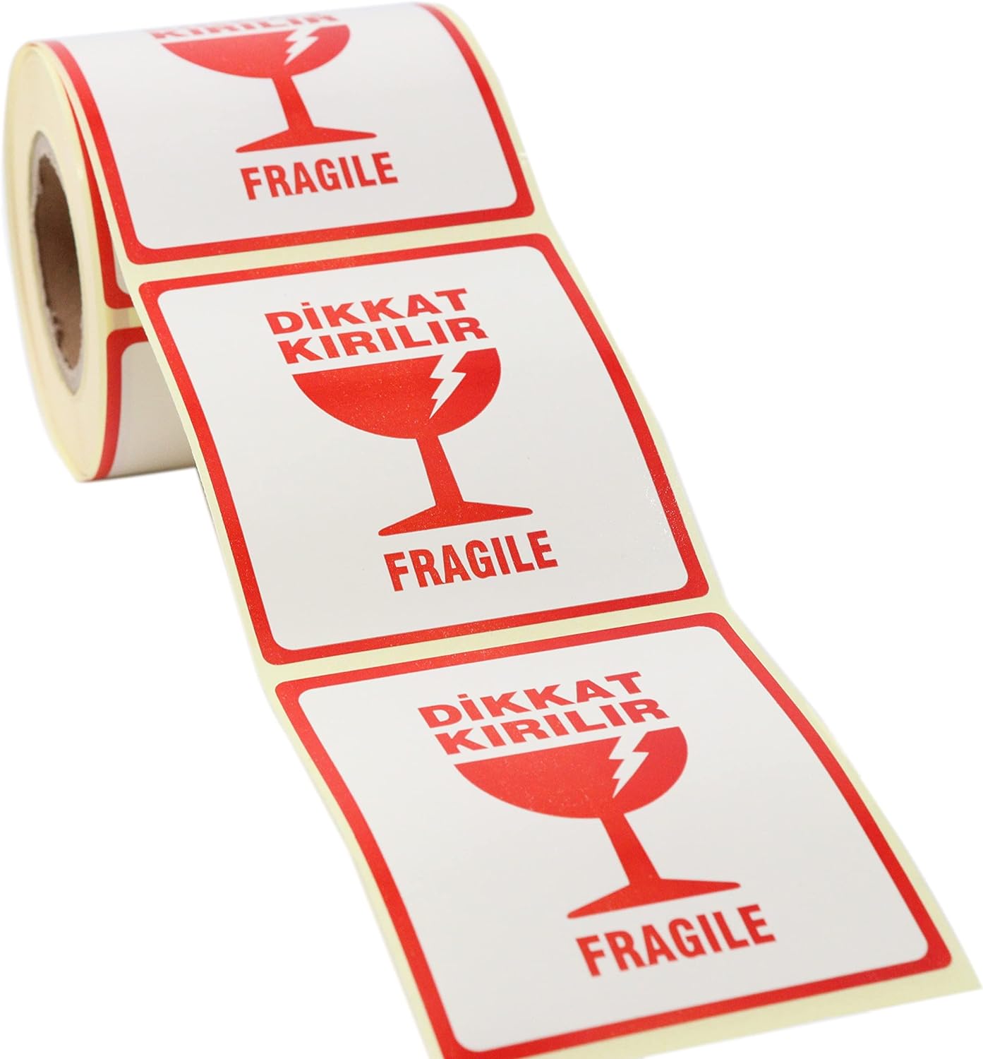 Kırılır Etiketi, Fragile Label 70mm x 80mm Ruloda 250 Adet Sticker, Koli İçin Çıkartma Güvenlik Etiketi, Dikkat Kırılır Uyarı Etiketi