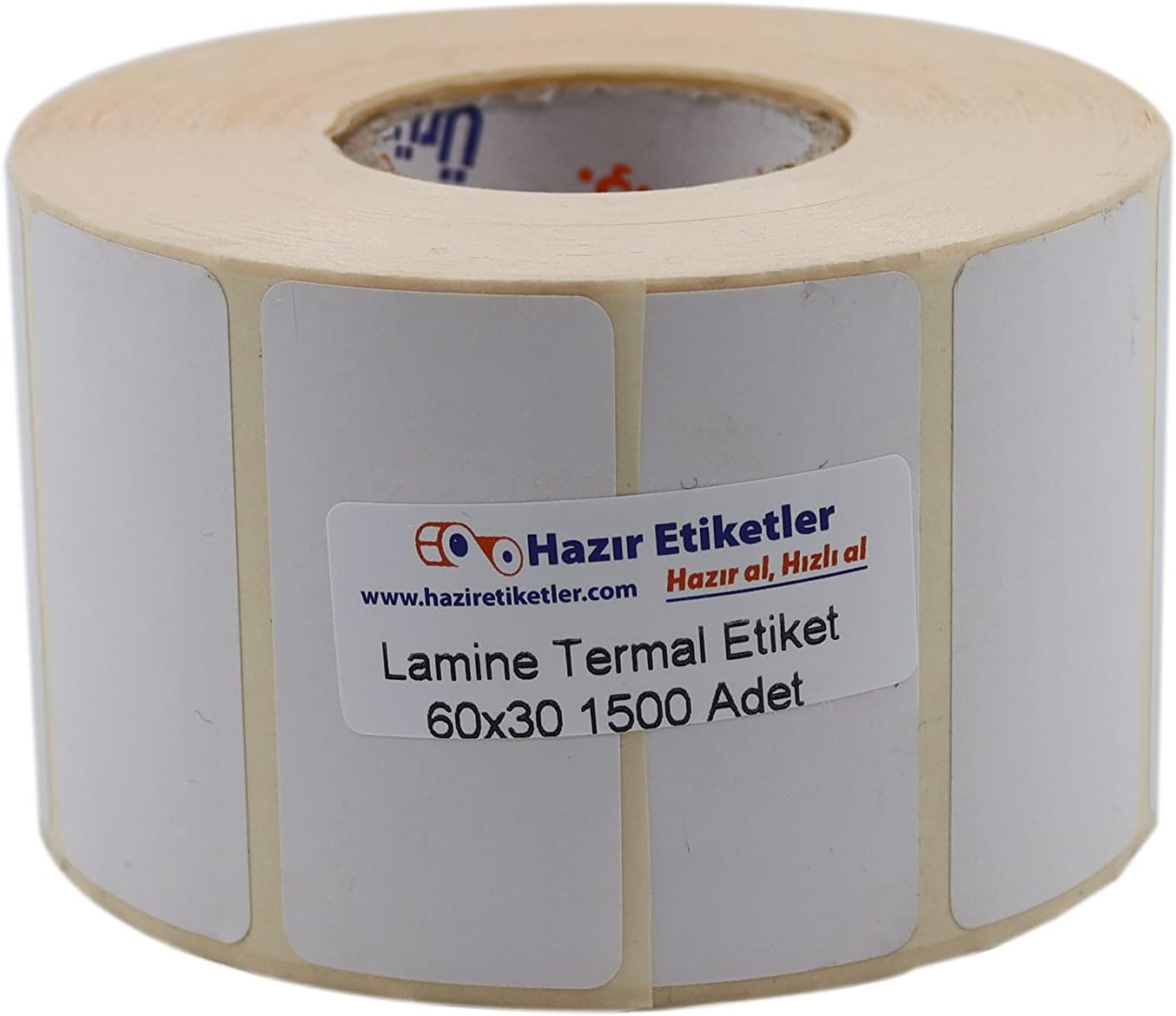 Lamine Termal Etiket 60mm x 30mm Ruloda 1500 Adet 40mm Kuka Çapında Direk Termal Transfer Etiketi