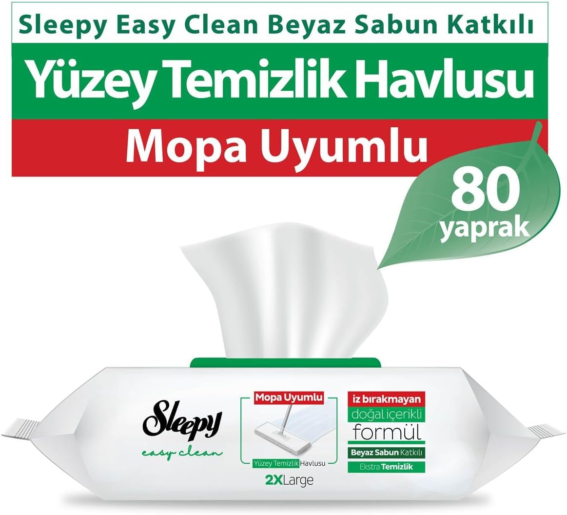 Easy Clean Beyaz Sabun Katkılı Mopa Uyumlu Yüzey Temizlik Havlusu, 80 Yaprak