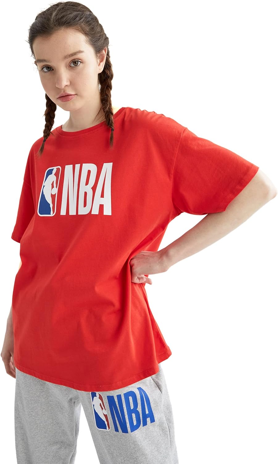 Kadın  Fit NBA Oversize Fit Kısa Kollu Tişört