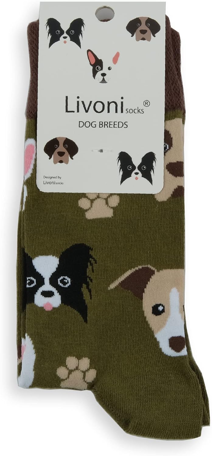 Unisex Cotton Regular Socks with  and Fun Designs, Size: 35-38, Model Name: Dog Breeds - Regular Socks