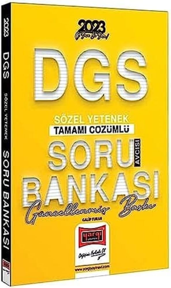 Yargı  2023 DGS Soru Avcısı Tamamı Çözümlü Sözel Yetenek Soru Bankası