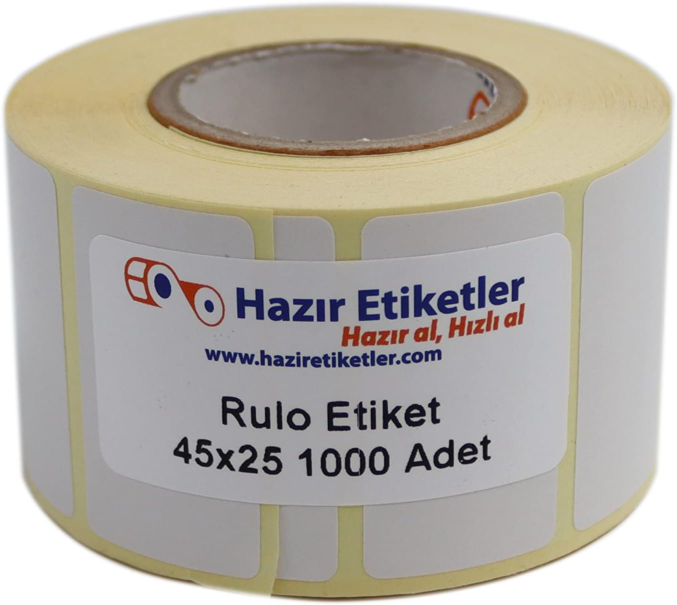 Kuşe Etiket 45mm x 25mm Ruloda 1000 Adet 40mm Kuka Çapında Baskısız Barkod Yazıcı Etiketi