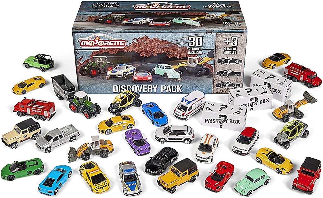 , 212058596, 30 Araç ve 3 Gizemli/Sürpriz, Die-Cast (Metal) Araçlı Discovery Seti, Saklama Kutulu, Süspansiyonlu, Açılabilir Parçalar, 30 Vehicles & 3 Mystery/Surprise