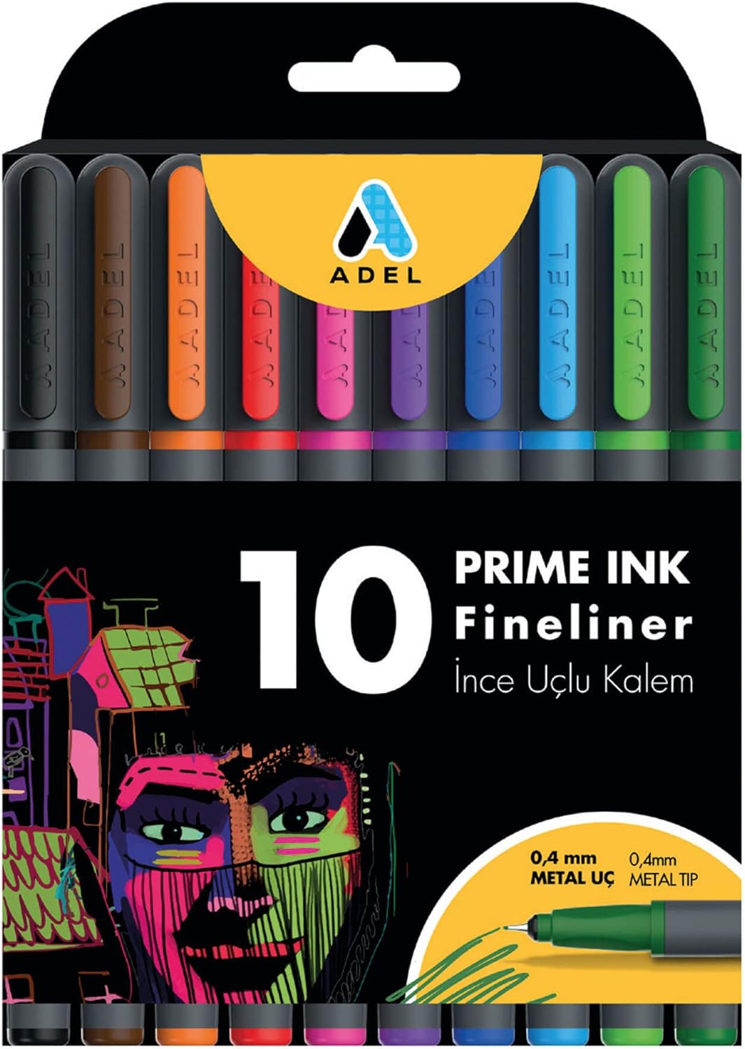 ADEL Prime Ink Fineliner 10'lu Klasik İnce Uçlu Kalem