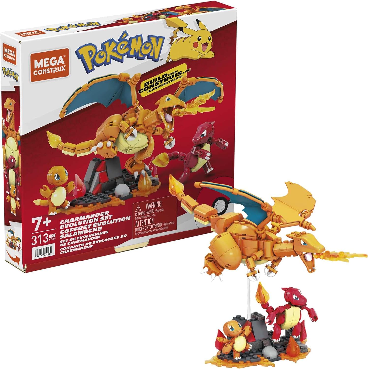 Mega Bloks Pokémon Charmander Dönüşüm Yapı Seti, Çocuklar İçin Yapı Oyuncakları