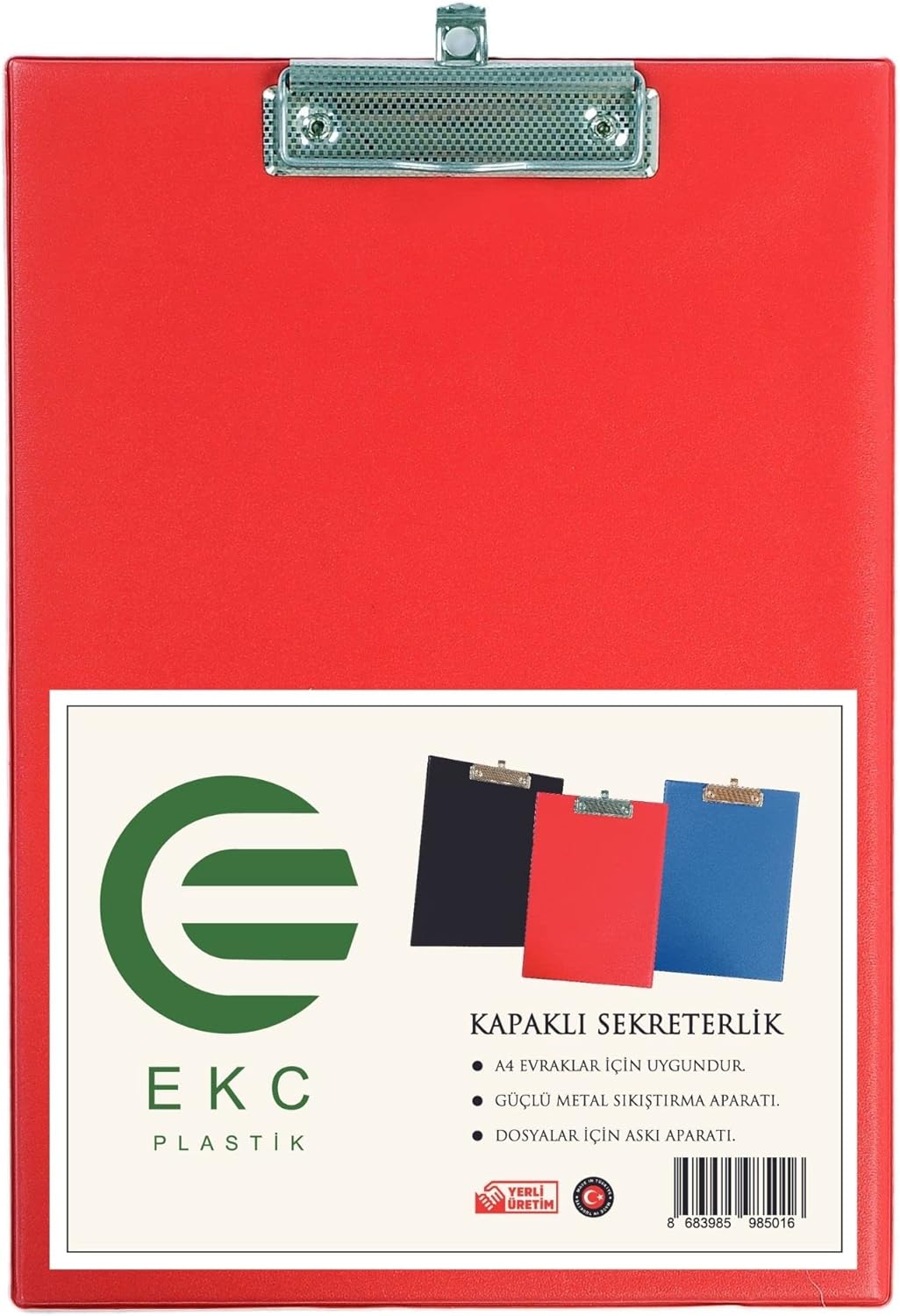 EKC - A4 Kapaklı Sekreterlik Kırmızı, Bloknot Yazı Tablası, Clipboard