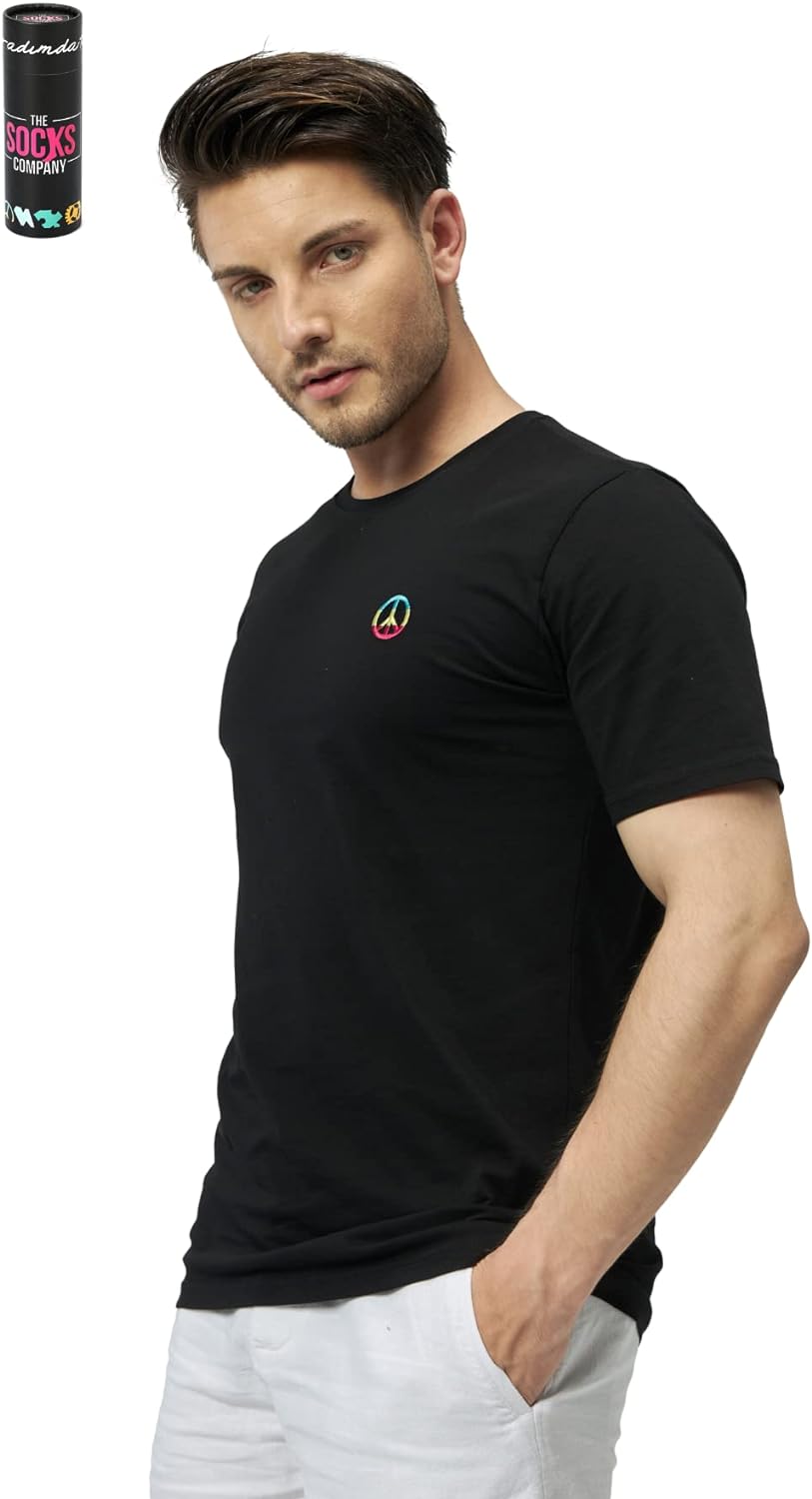 Rasta Peace Bisiklet Yaka Rahat Kalıp Nakışlı Siyah Unisex Kutulu T-Shirt