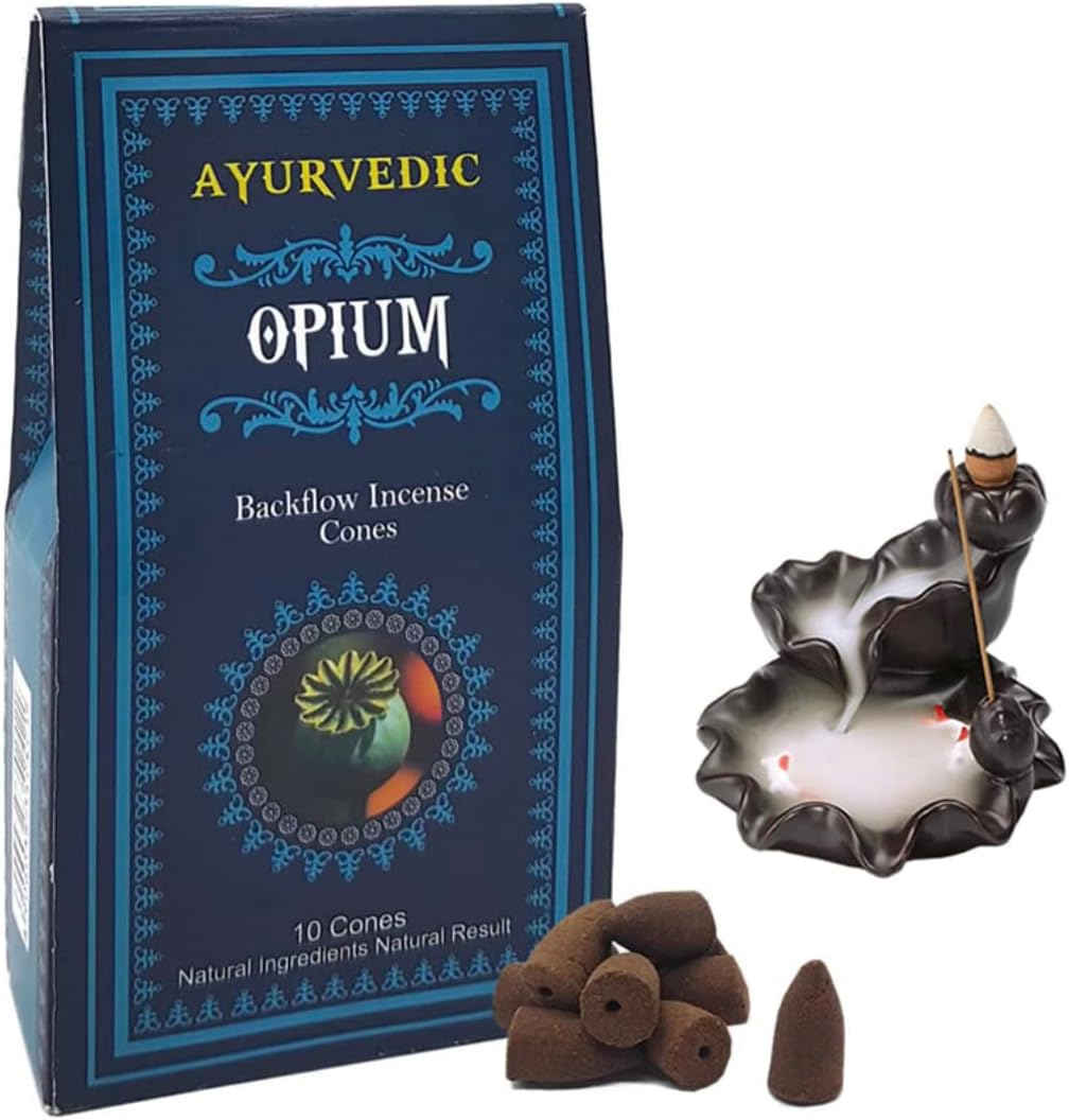 Ayurvedic Doğal KONIK Tütsüler (Şelale geri Akışkanlı) || 20 farklı AROMA ve KOKU || , WHITE (Adaçayı), NAG CHAMPA,... (Opium (Haşhaş))