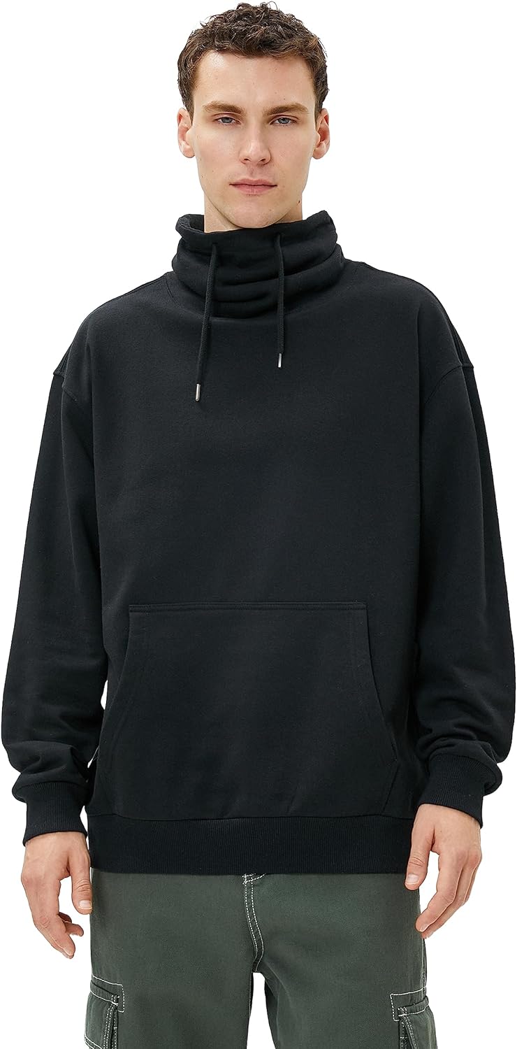 Oversize Sweatshirt Şal Yaka Kanguru Cepli Bağcıklı Şardonlu