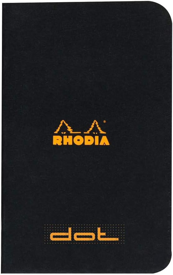 Rhodia Zımba Bağlantılı Defter, A7, Nokta kareli - Siyah