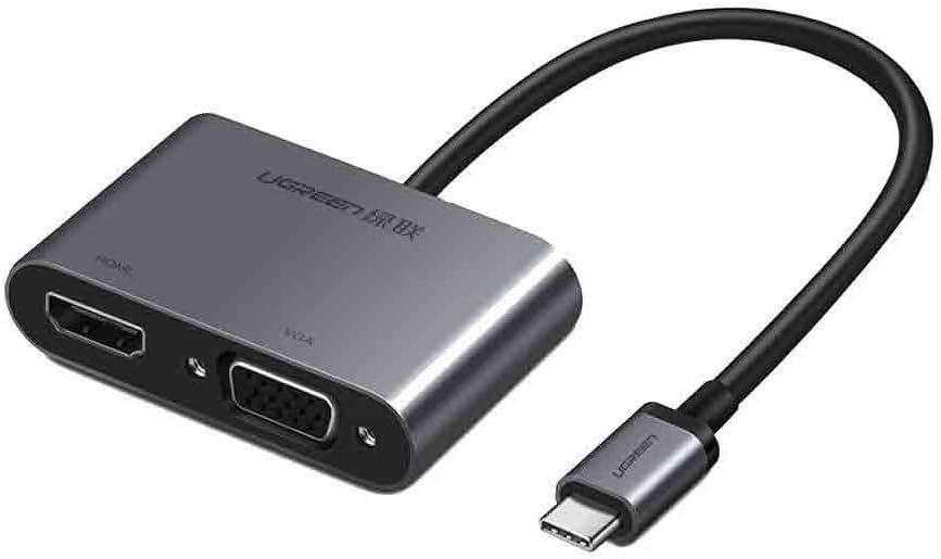 Type-C to HDMI+VGA PD Şarj Destekli Dönüştürücü Adaptör Uzay Gri