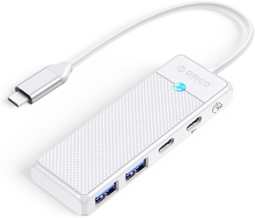 4 Portlu Type-C to USB 3.0 / Type-C PD 100W Yüksek Hızlı 5Gbps HUB Çoklayıcı Beyaz