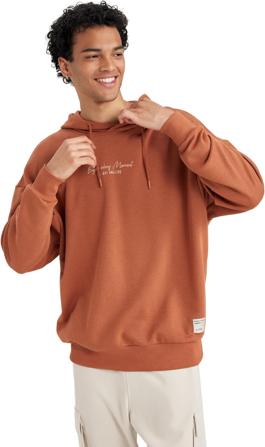 Erkek Oversize Fit Kapüşonlu Sweatshirt