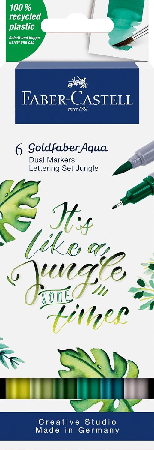 Goldfaber Aqua Çift Uçlu Markör, Kaligrafi, 6'lı Jungle