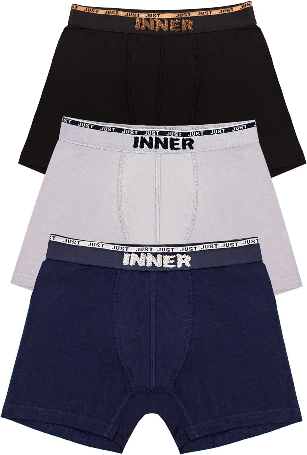 Just Inner Erkek Pamuklu Boxer 3'lü Özel Kutulu, Rahat Kalıp Esnek Kumaş, Yüksek Kaliteli  Pamuk Boxer, İç Giyim Çamaşır Underwear