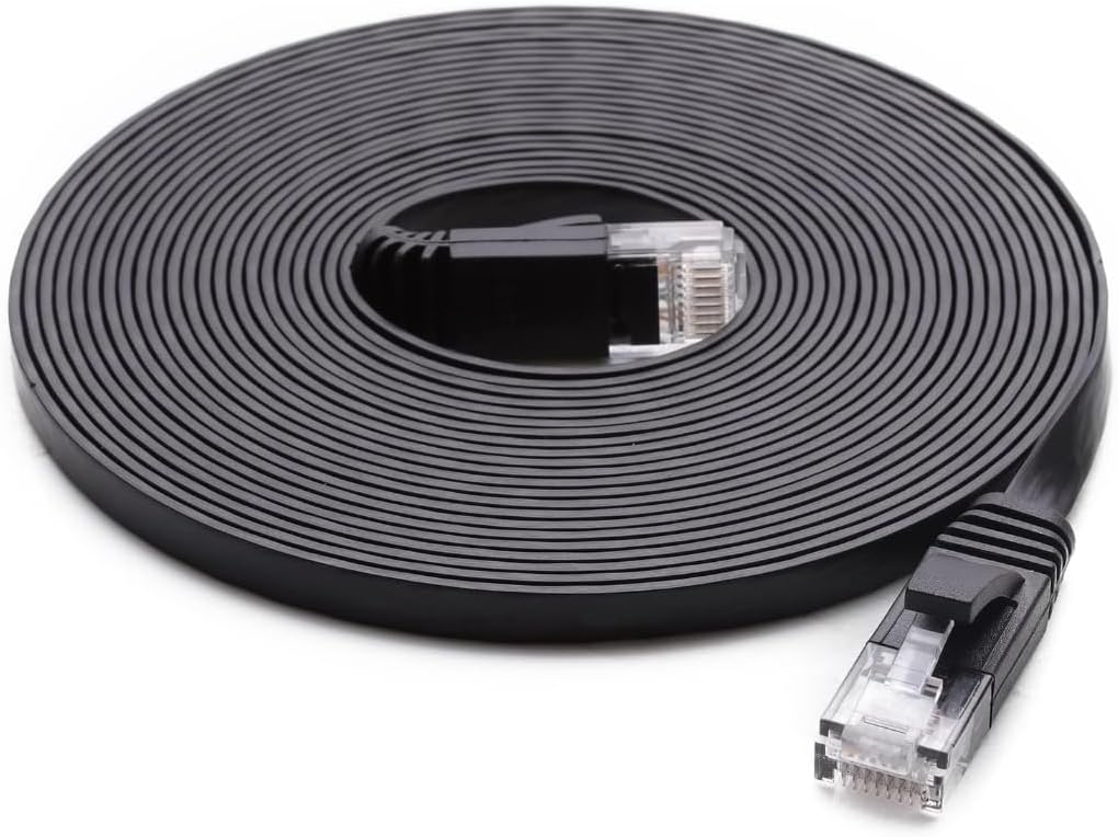 Network Kablosu Ethernet Kablo Cat 6 Siyah Ultra İnce Flat Ağ Kablosu (10 Metre)