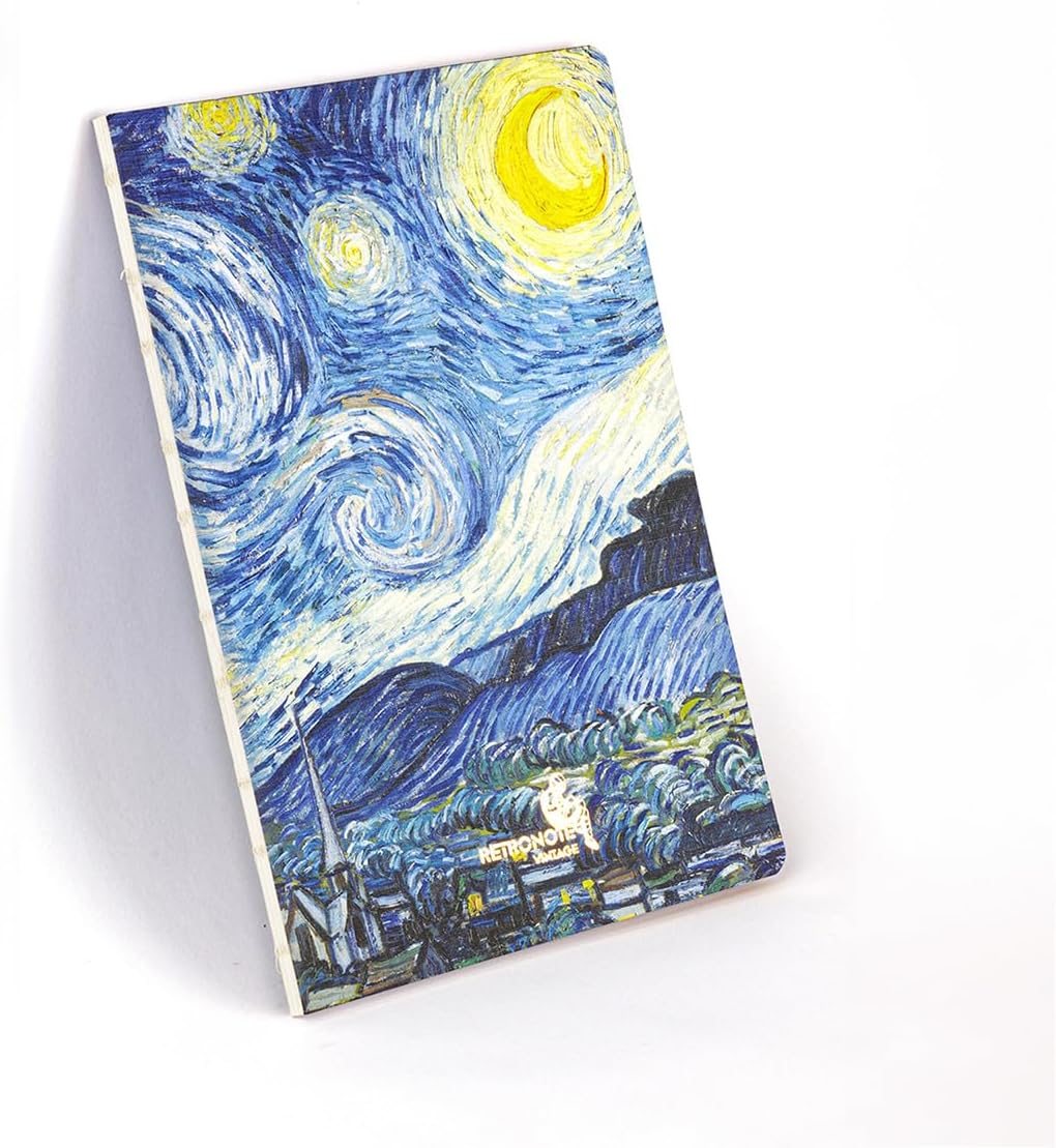 The Starry Night,  1889,  Defter II, Çizgisiz, 96 Sayfa, İplik Dikiş, Esnek Kapak, Yaldızlı Oval Kenar, Tuval Doku, 90 gram, Fildişi Renk, 14,8x21x1cm